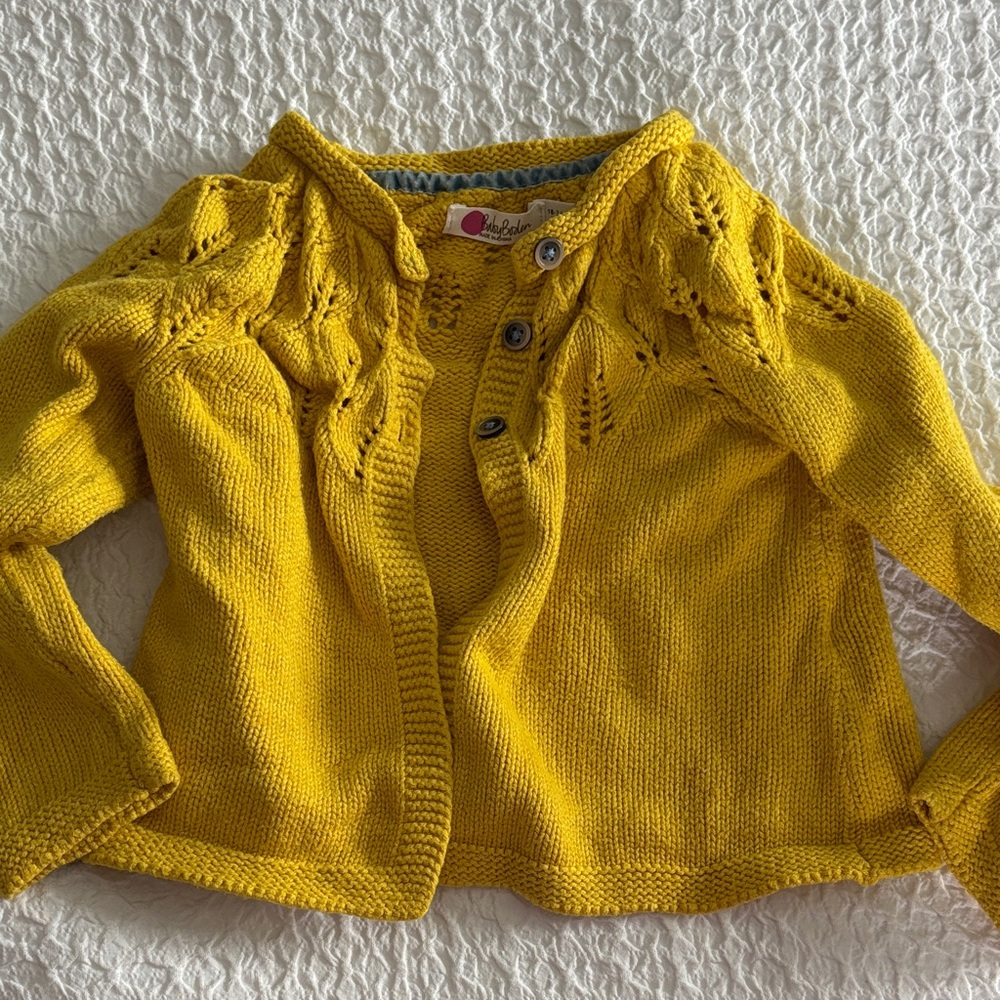 Baby Boden Mustard Knit Cardigan